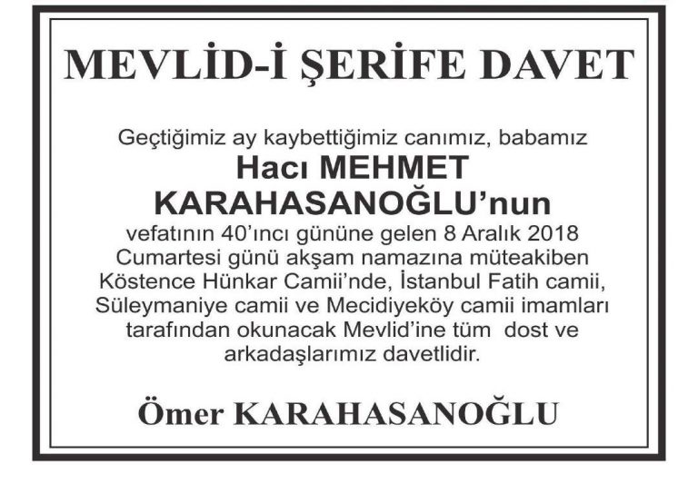 MEVLİD-İ ŞERİFE DAVET