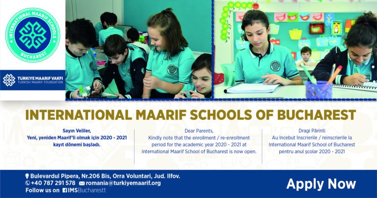 Bükreş Uluslararası Maarif Okulları kayıtları devam ediyor