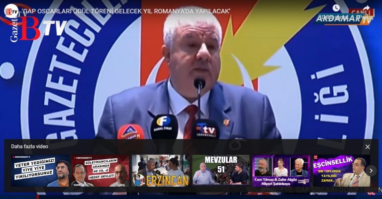 ‘GAP OSCARLARI ÖDÜL TÖRENİ GELECEK YIL ROMANYA’DA YAPILACAK’